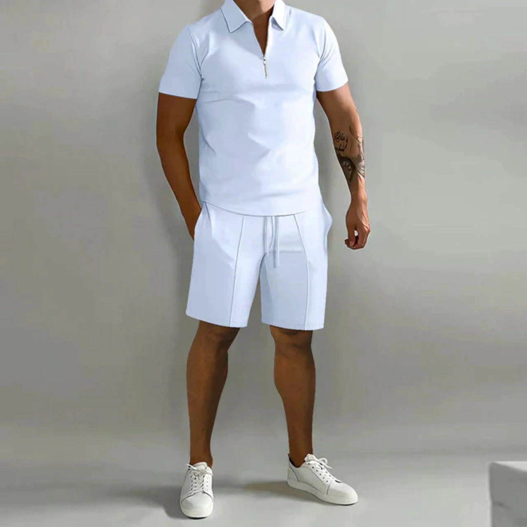 Herr sommarset pikétröja och shorts