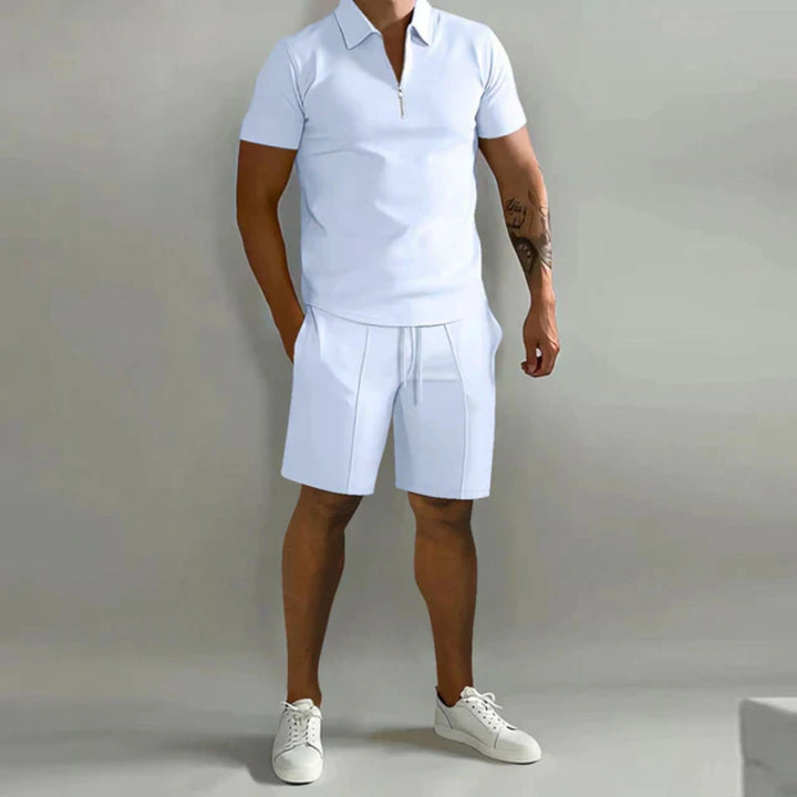 Herr sommarset pikétröja och shorts