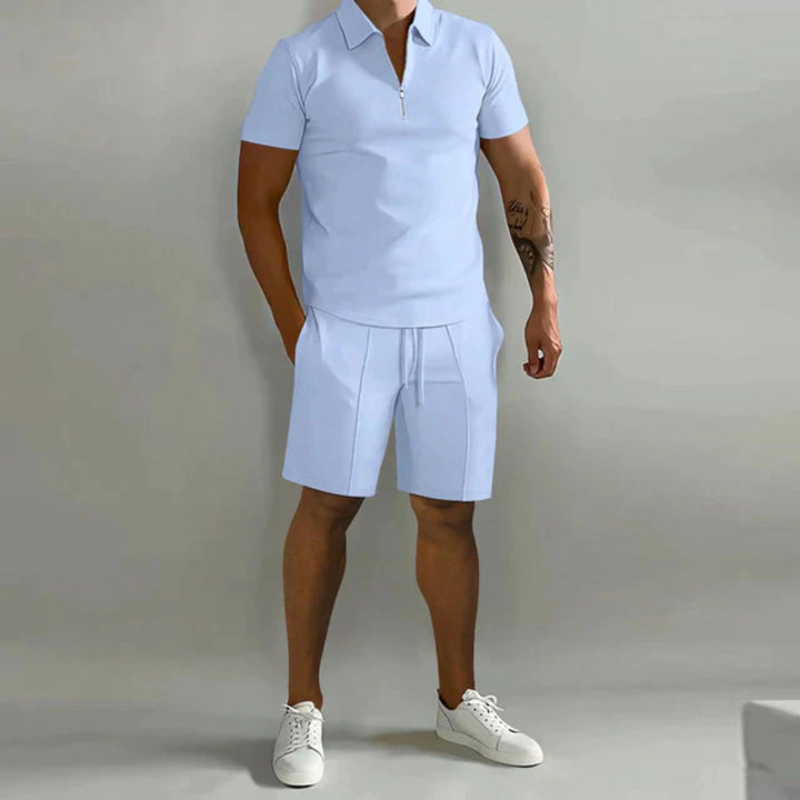 Herr sommarset pikétröja och shorts