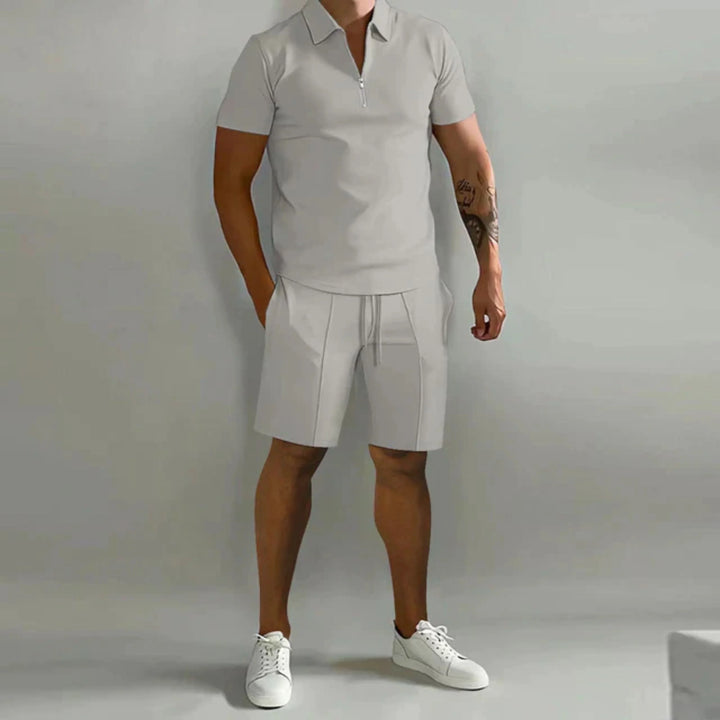 Herr sommarset pikétröja och shorts