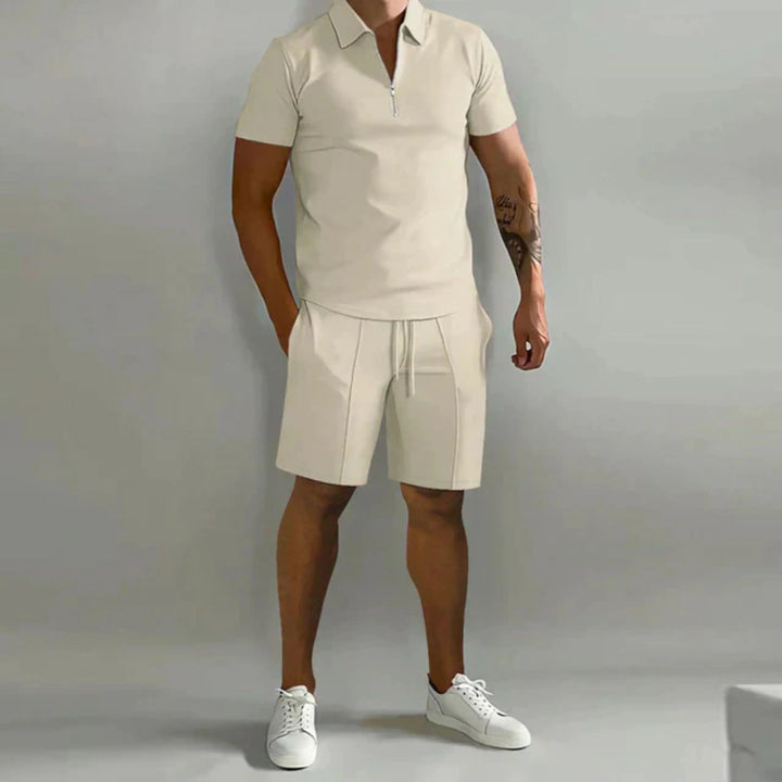 Herr sommarset pikétröja och shorts