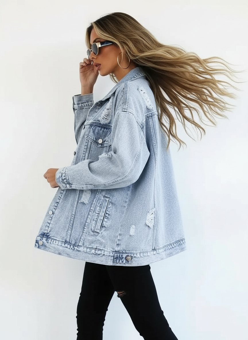 Överdimensionerad vintagejeansjacka
