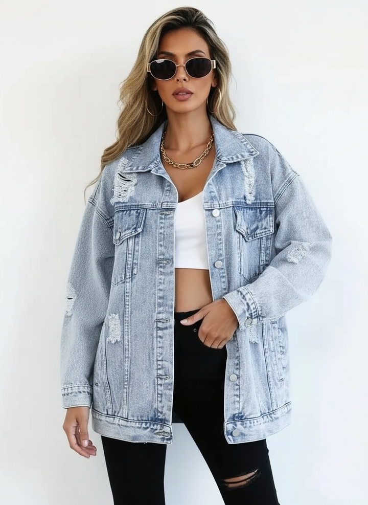 Överdimensionerad vintagejeansjacka