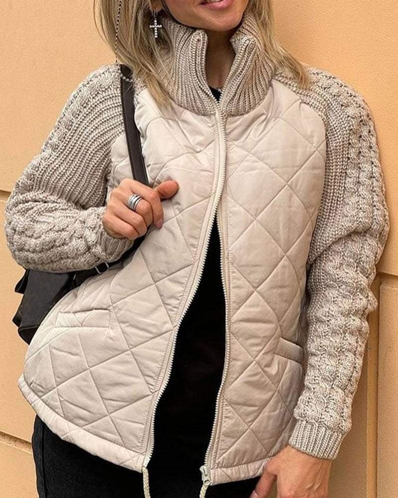 Linnea | Fleecejacka dam med stickade ärmar