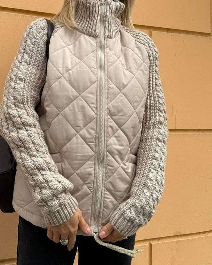 Linnea | Fleecejacka dam med stickade ärmar