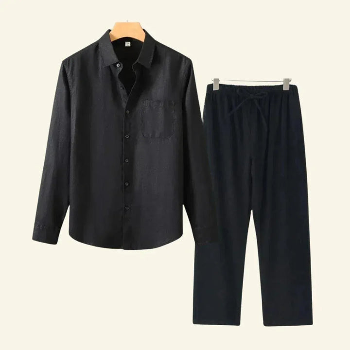 Herr linne set skjorta byxor casual helårs