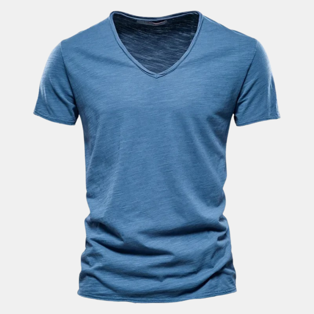 Herrbomulls-t-shirt klassisk casual mångsidig