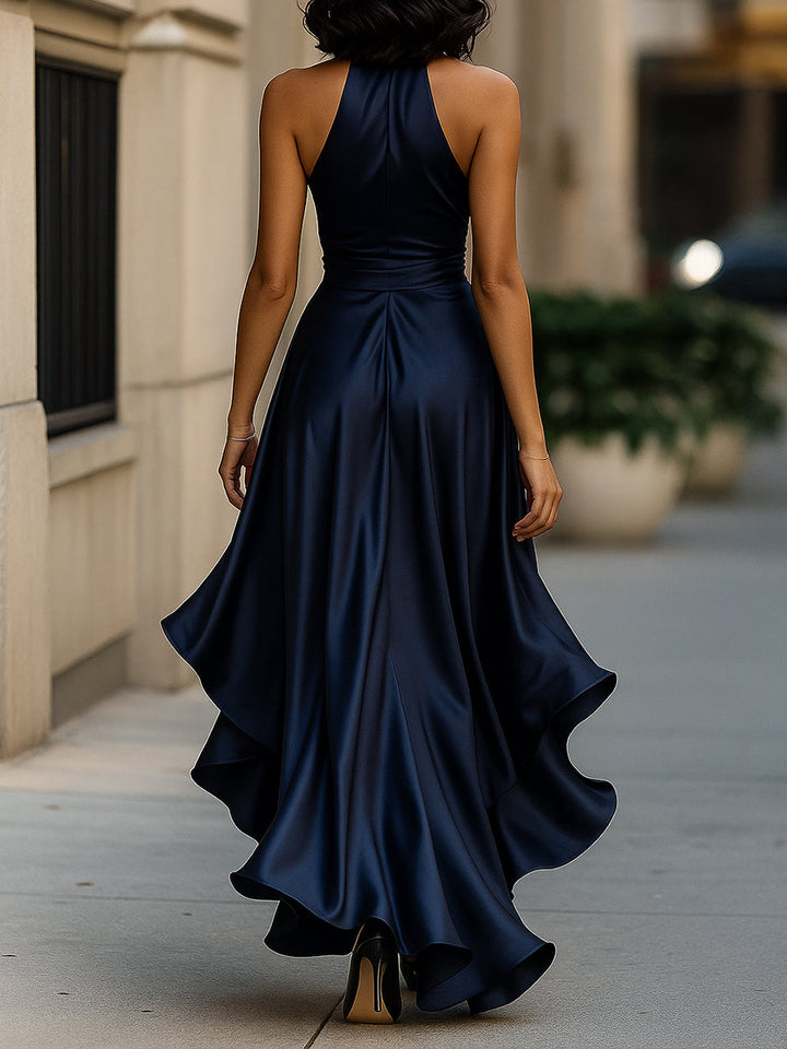 Maxiklänning med omlott och v-ringning för kvinnor