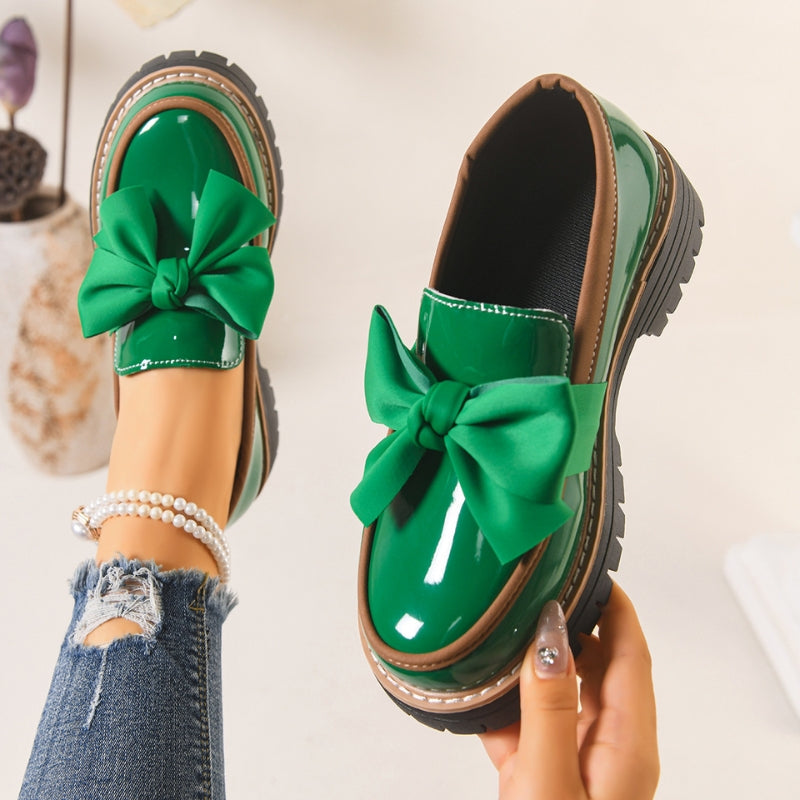 Damloafers med platå och rosett