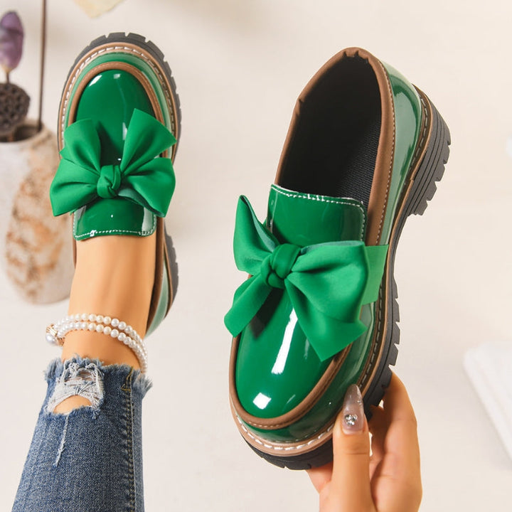 Damloafers med platå och rosett