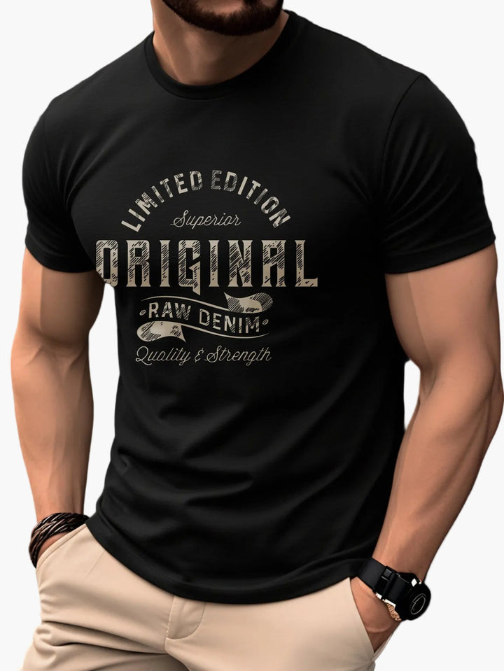 Anders | T-shirt Herr med vintage tryck och rund hals