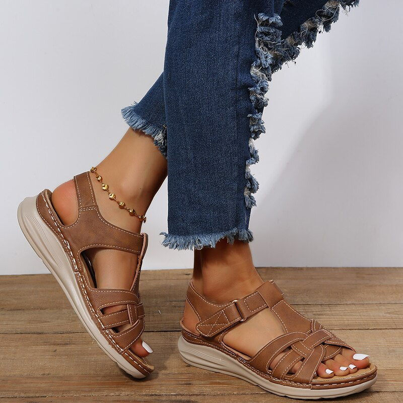 Damslip-on sandaler med stöd för hålfoten, minimalistiska