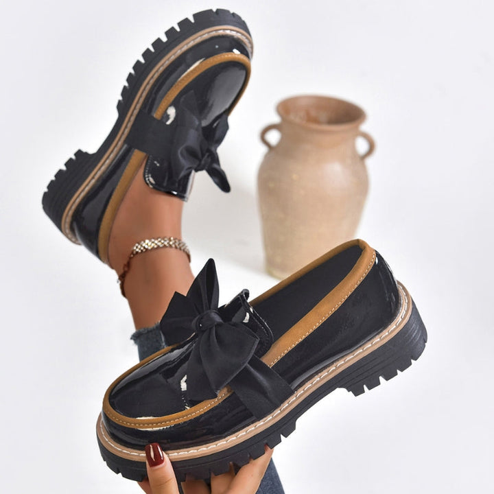 Damloafers med platå och rosett