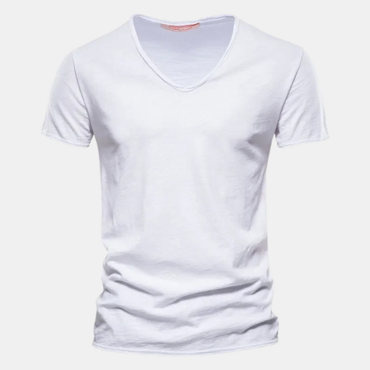 Herrbomulls-t-shirt klassisk casual mångsidig