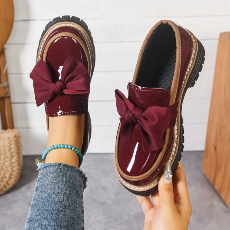 Damloafers med platå och rosett