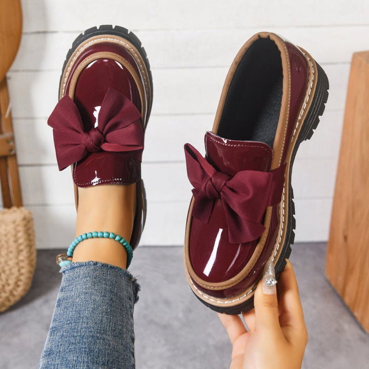 Damloafers med platå och rosett