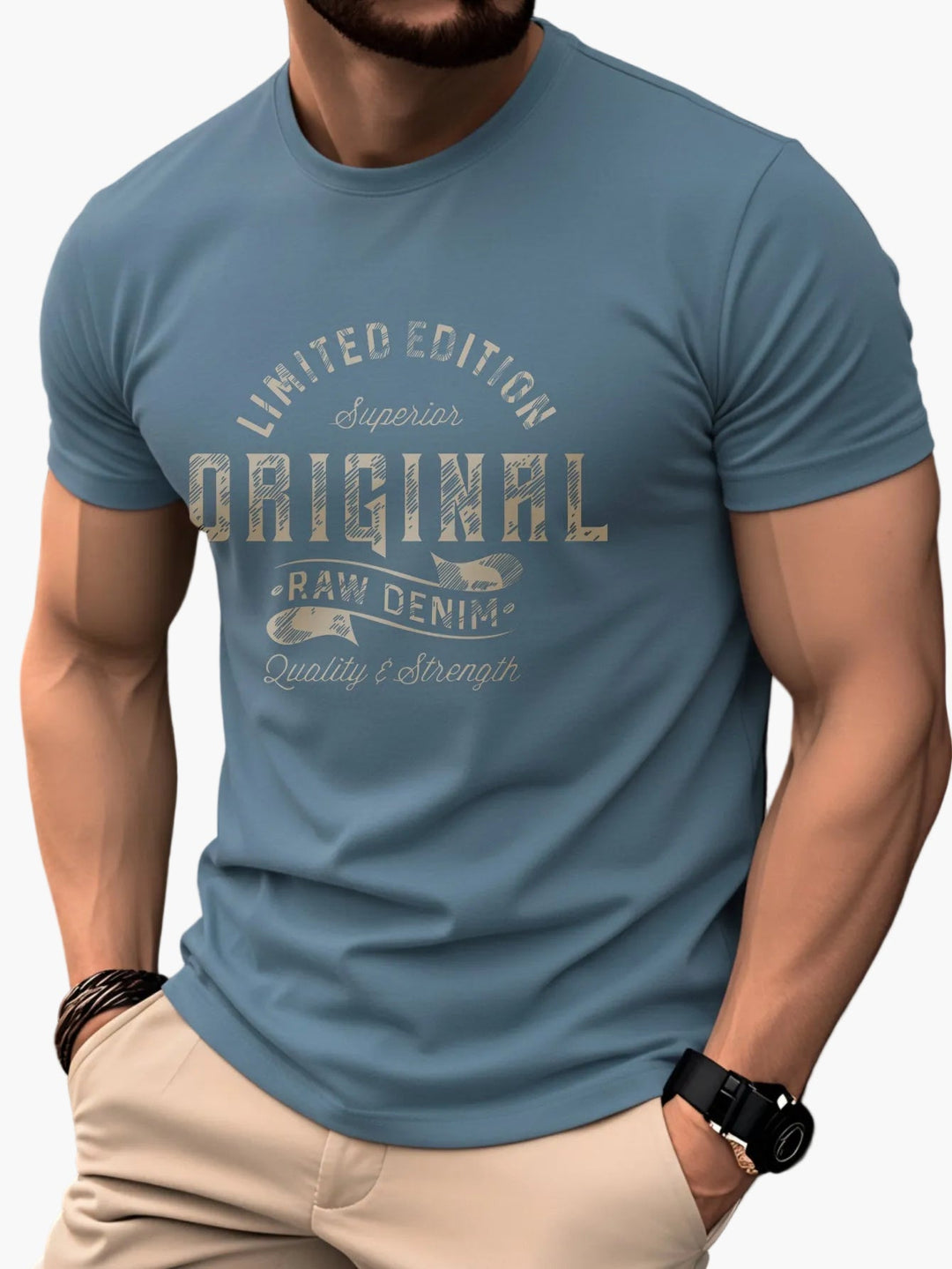 Anders | T-shirt Herr med vintage tryck och rund hals
