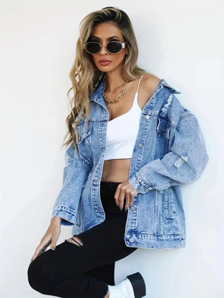 Överdimensionerad vintagejeansjacka