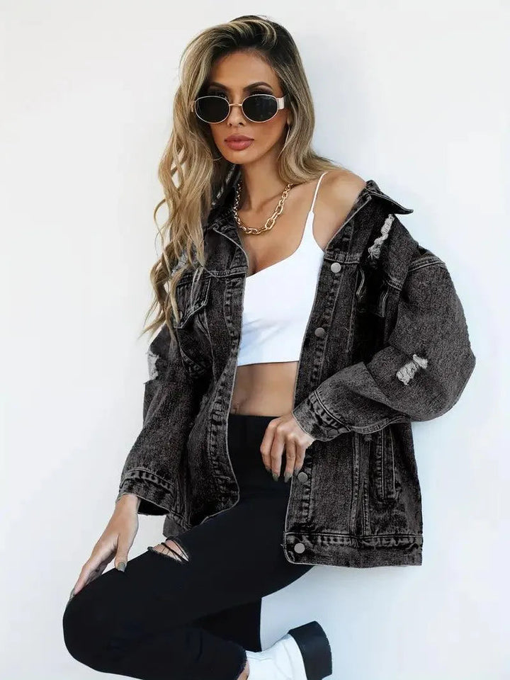 Överdimensionerad vintagejeansjacka
