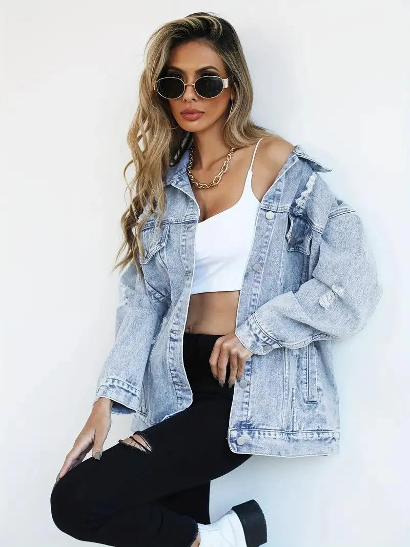 Överdimensionerad vintagejeansjacka