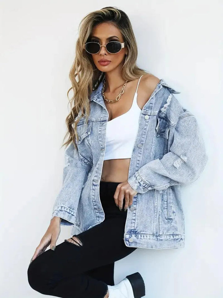 Överdimensionerad vintagejeansjacka