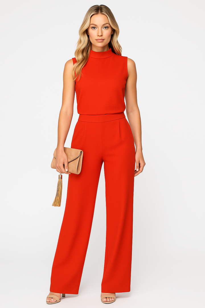 Ärmlös jumpsuit med vida ben för kvinnor