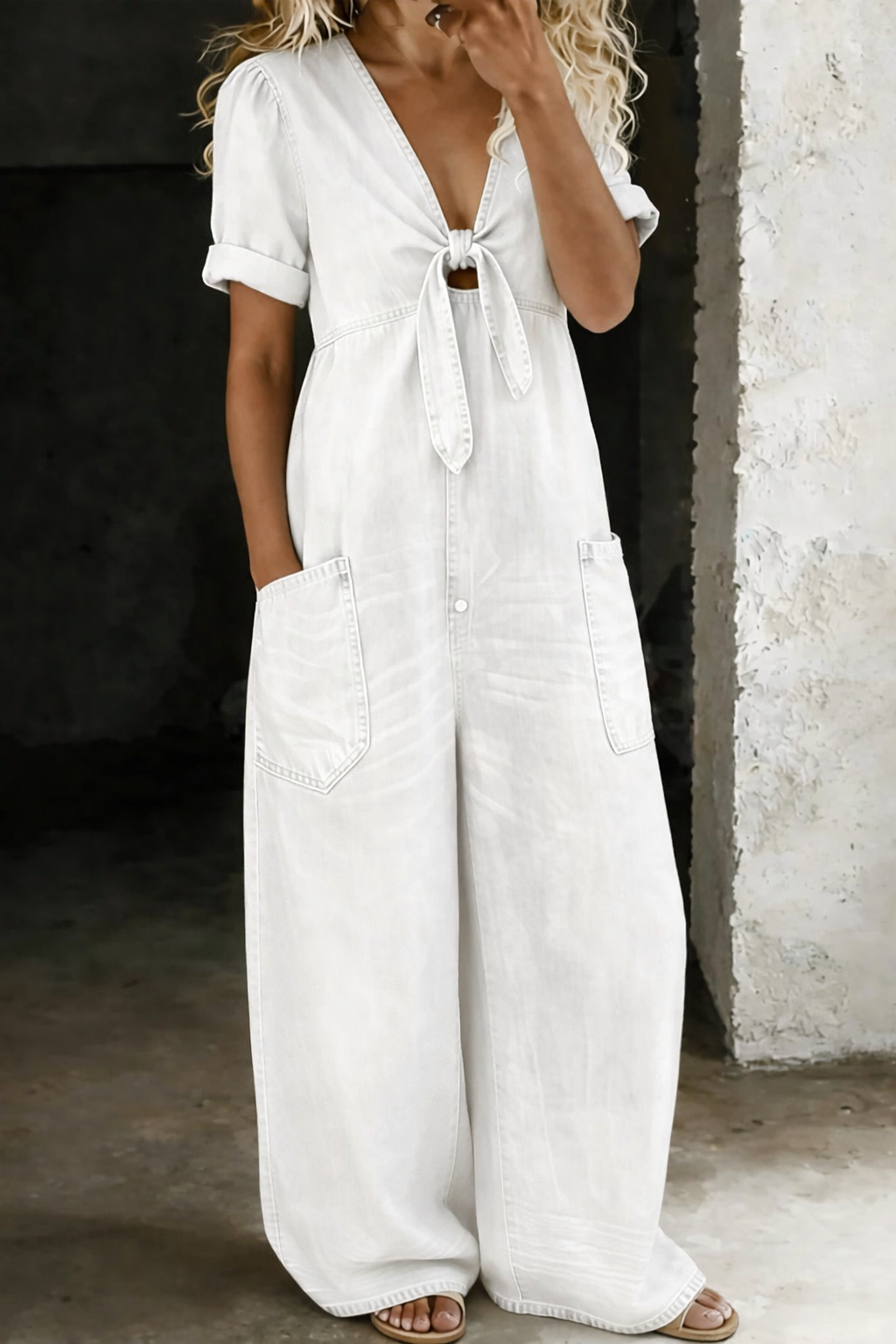 Jumpsuit med v-ringad dam