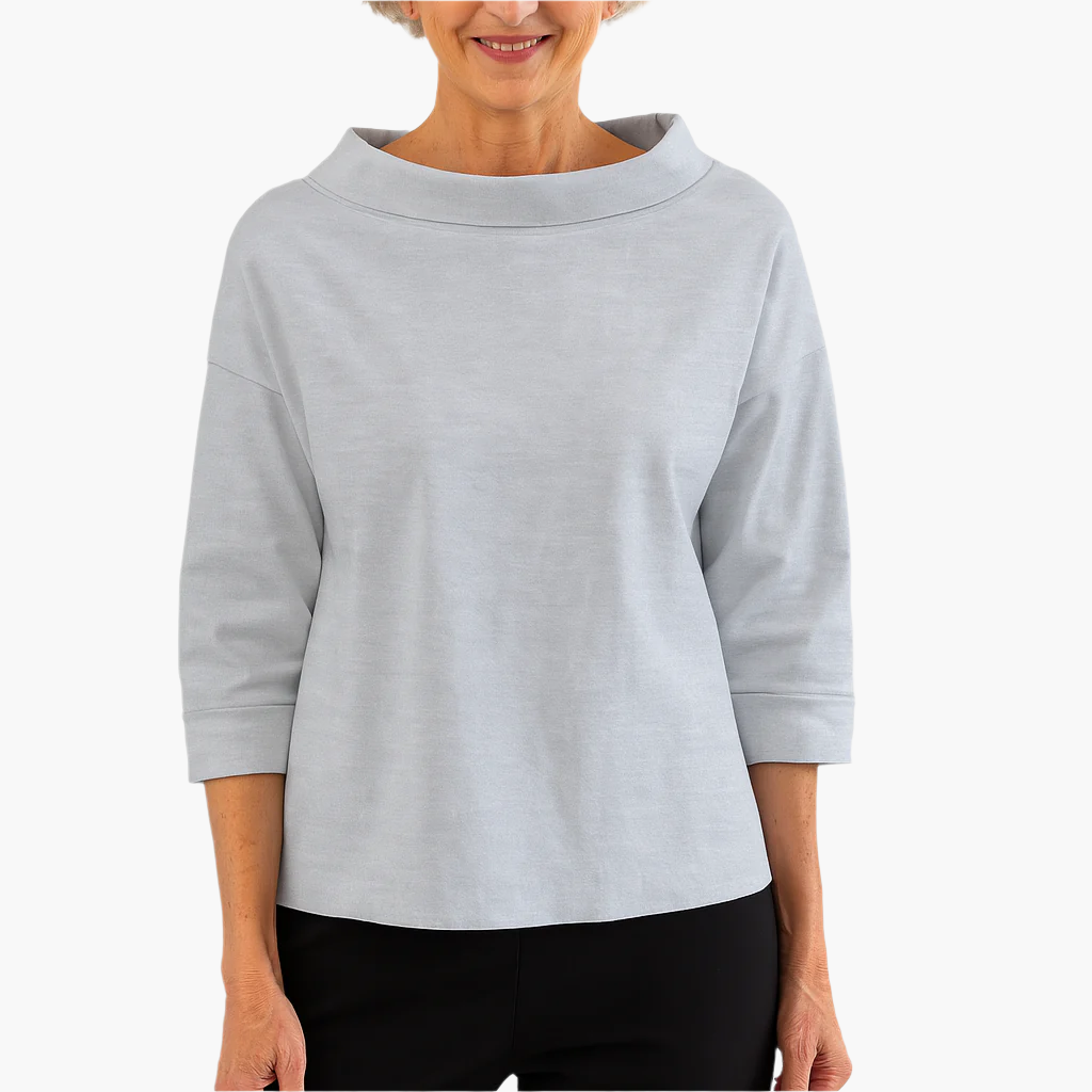 Damblus med ståkrage, elegant och avslappnad