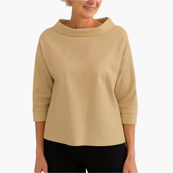 Damblus med ståkrage, elegant och avslappnad