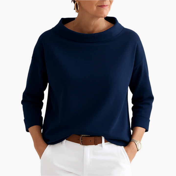 Damblus med ståkrage, elegant och avslappnad