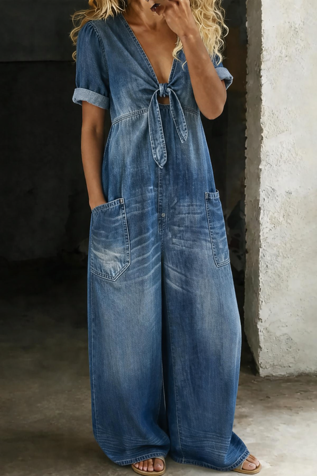 Jumpsuit med v-ringad dam