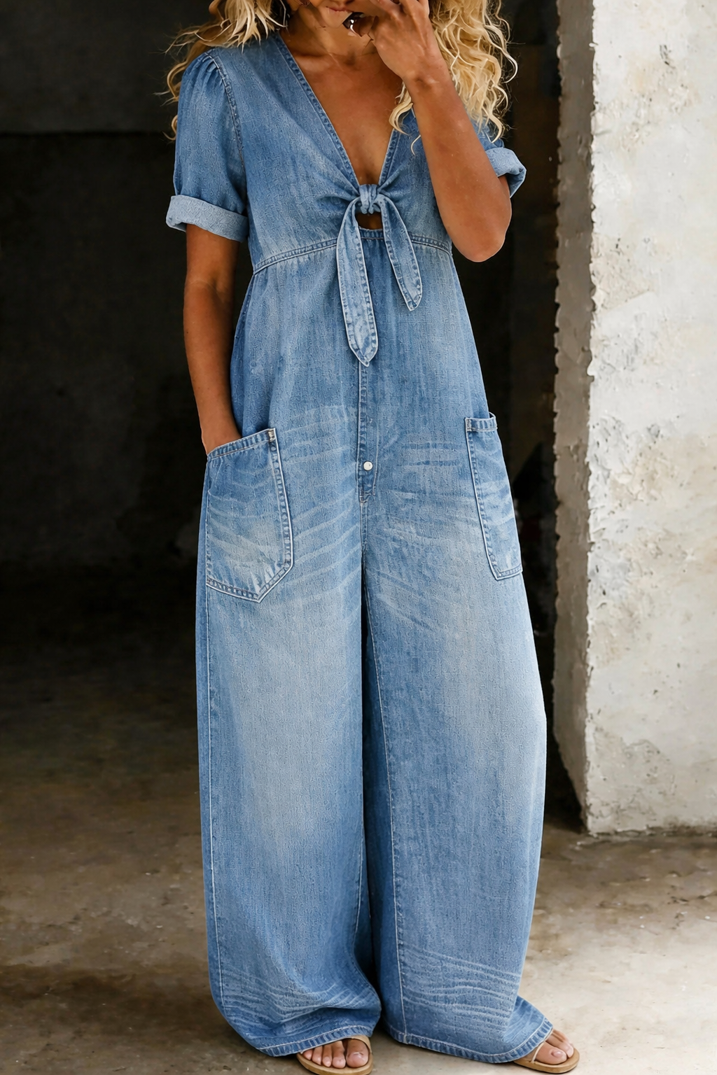 Jumpsuit med v-ringad dam