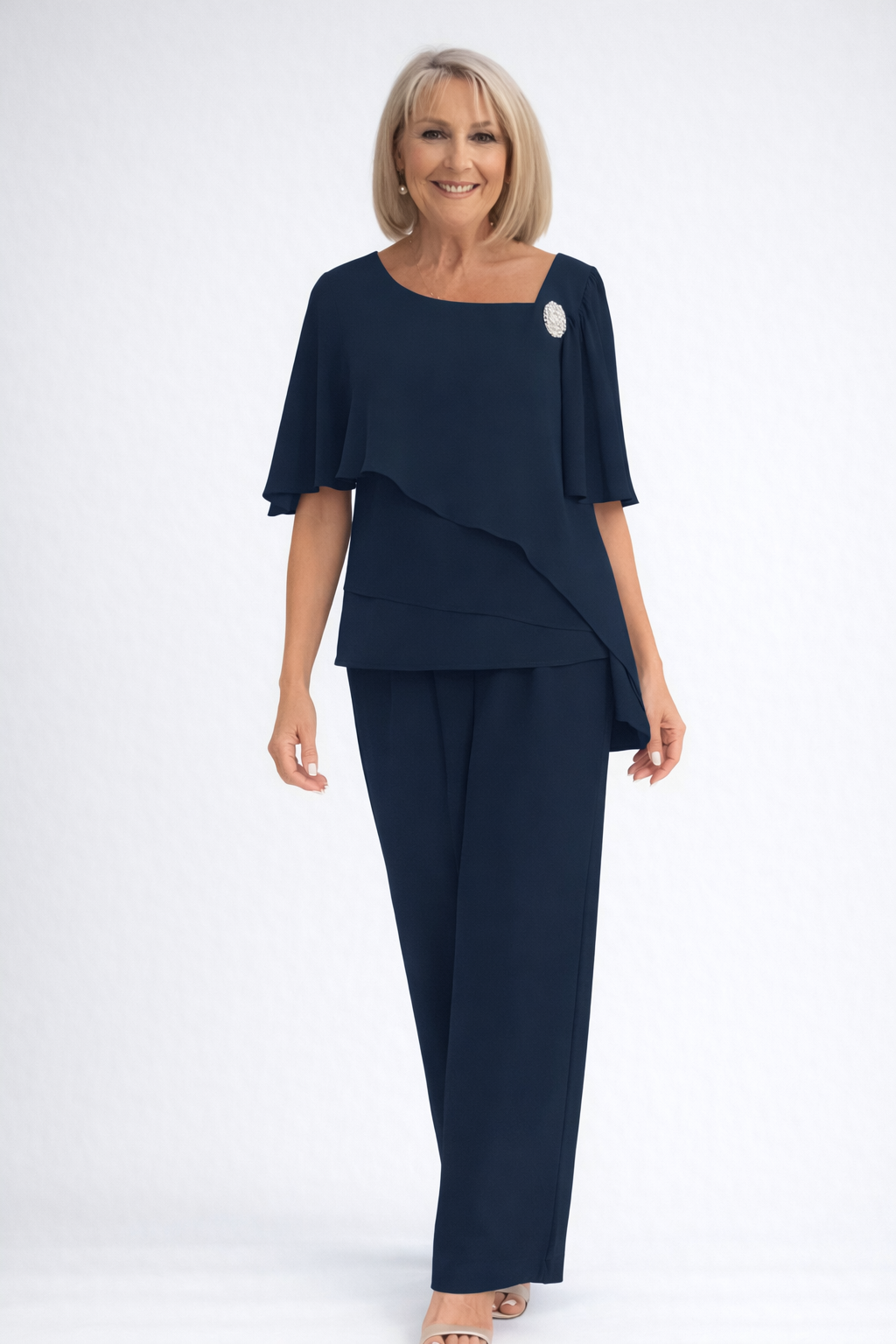 Elegant damset med blus och byxor
