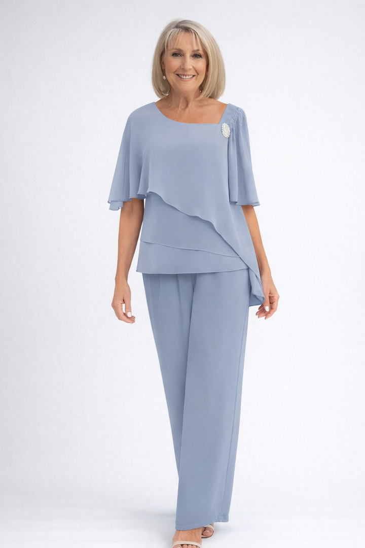 Elegant damset med blus och byxor