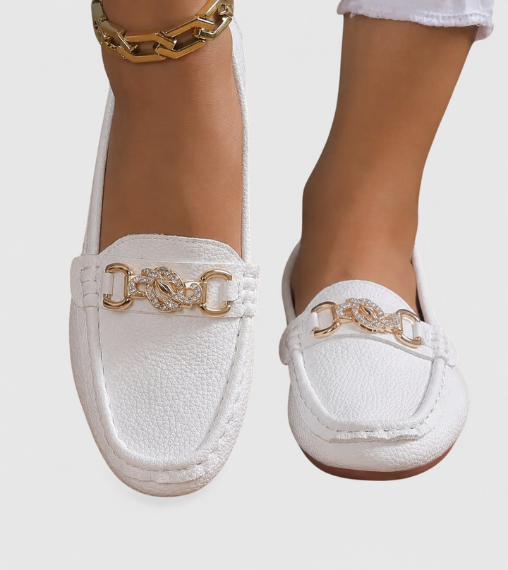Slip-on mockasiner med kedja för dam