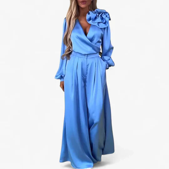 Elegant damset med vida byxor