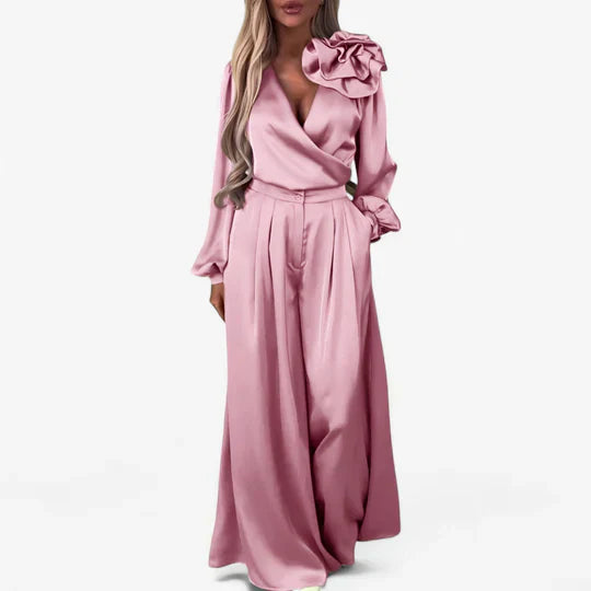 Elegant damset med vida byxor