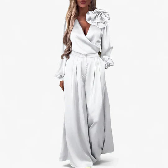 Elegant damset med vida byxor