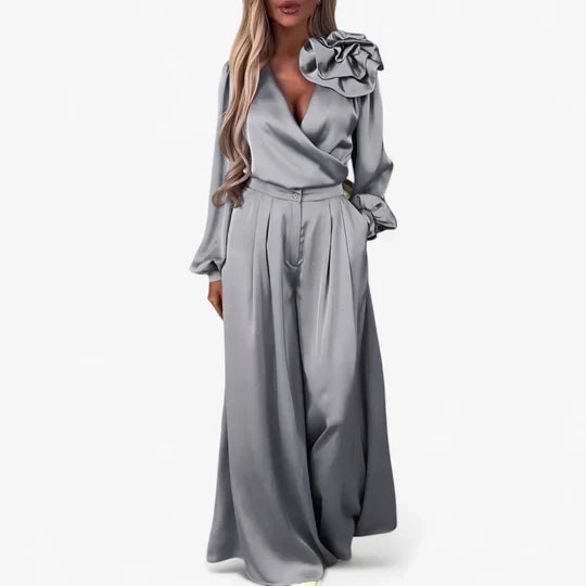 Elegant damset med vida byxor