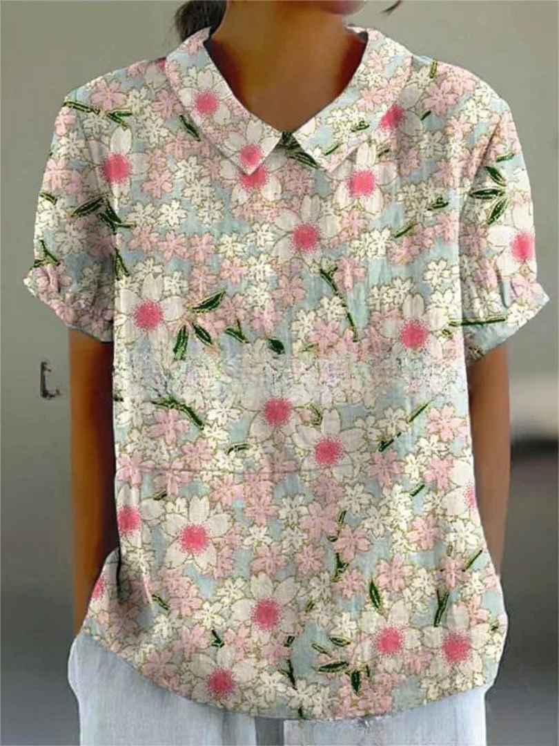 Damblus med vintage-motiv och blommigt tryck