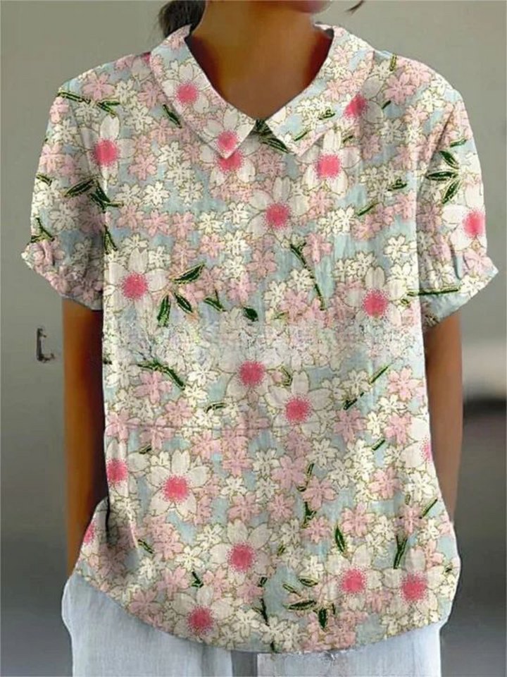 Damblus med vintage-motiv och blommigt tryck