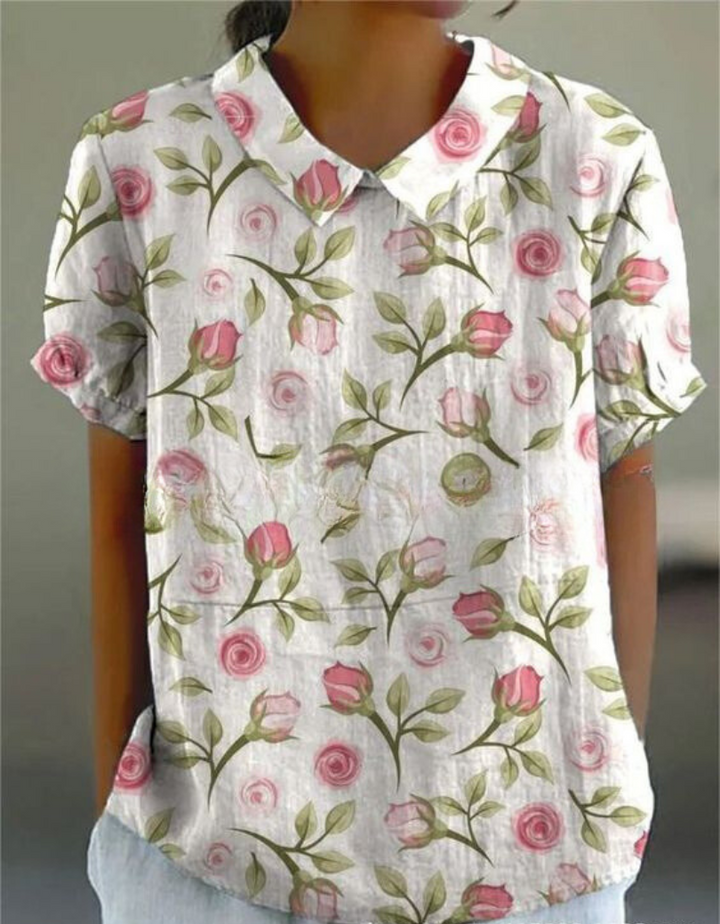 Damblus med vintage-motiv och blommigt tryck