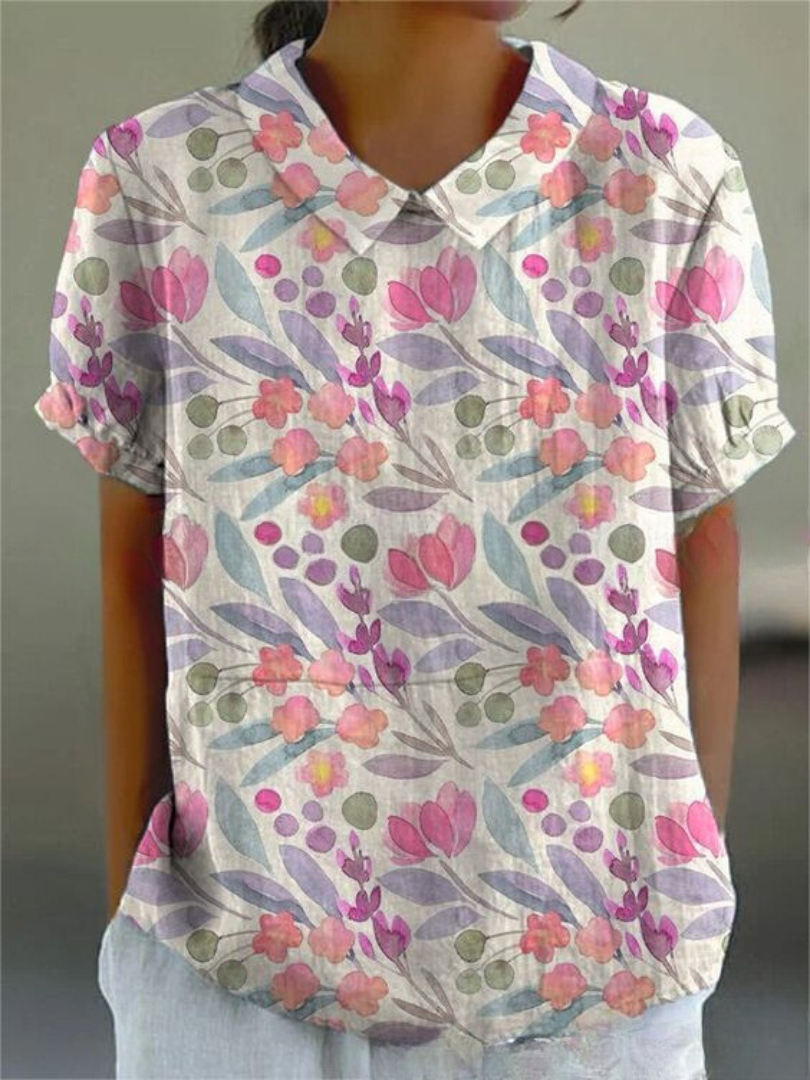 Damblus med vintage-motiv och blommigt tryck