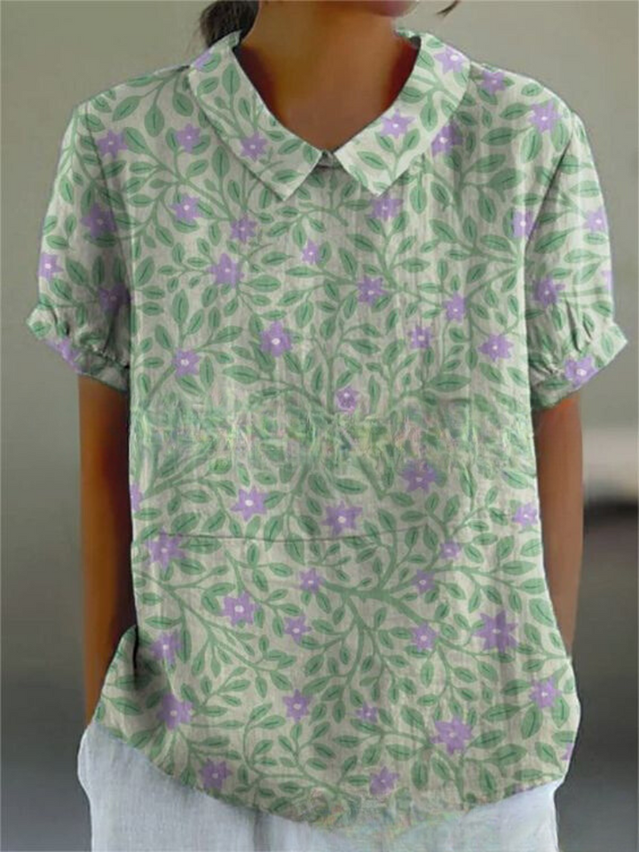 Damblus med vintage-motiv och blommigt tryck