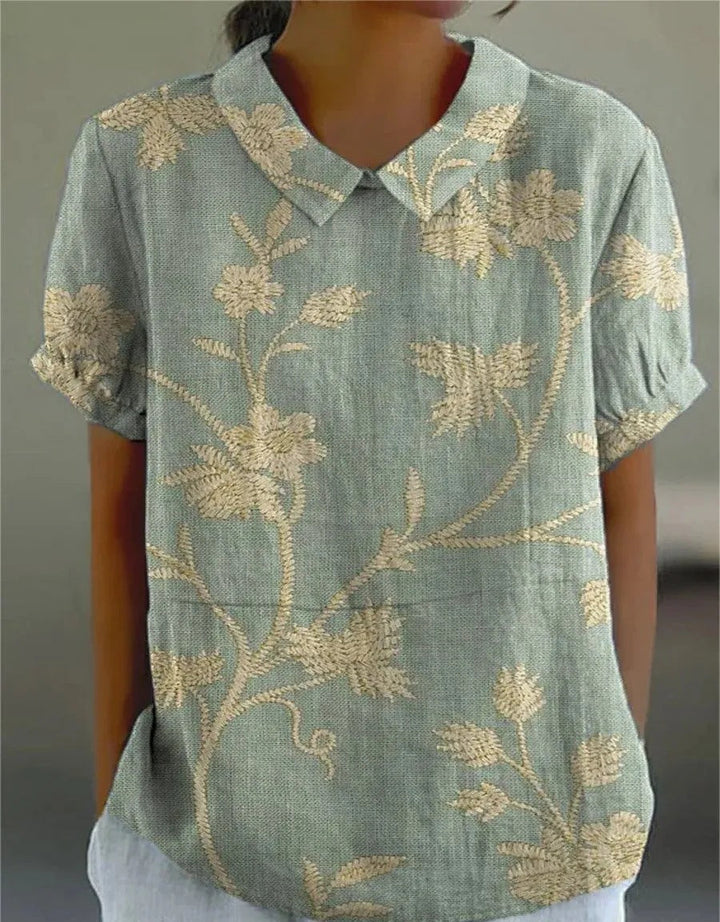 Damblus med vintage-motiv och blommigt tryck