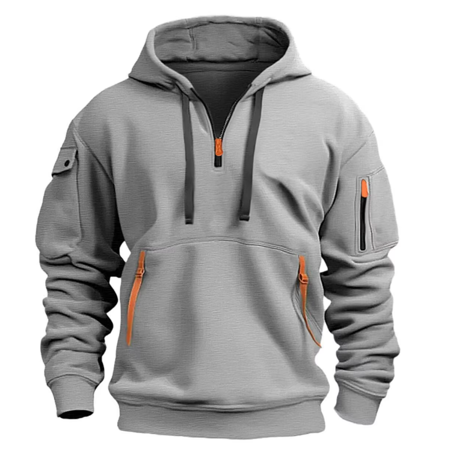Henrik | Hoodie herr med halvlång dragkedja och fickor