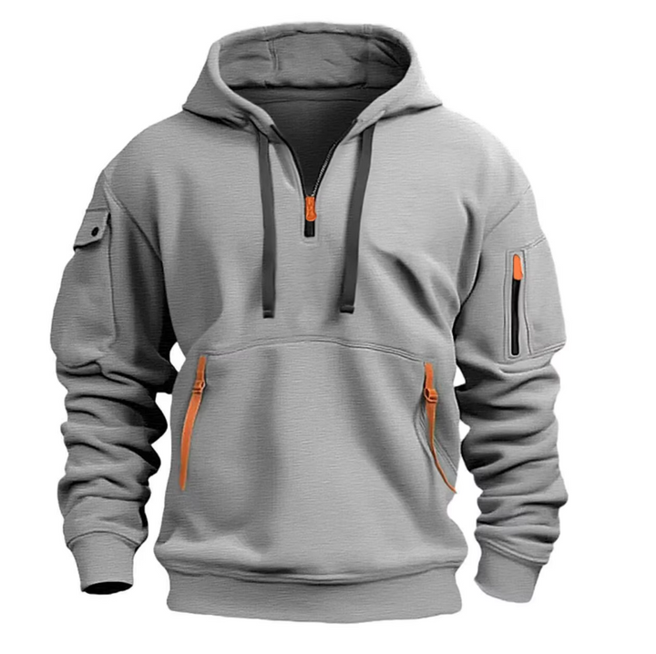 Henrik | Hoodie herr med halvlång dragkedja och fickor