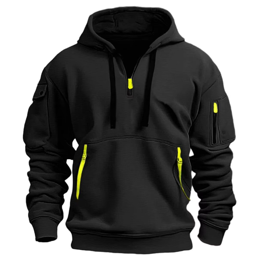 Henrik | Hoodie herr med halvlång dragkedja och fickor