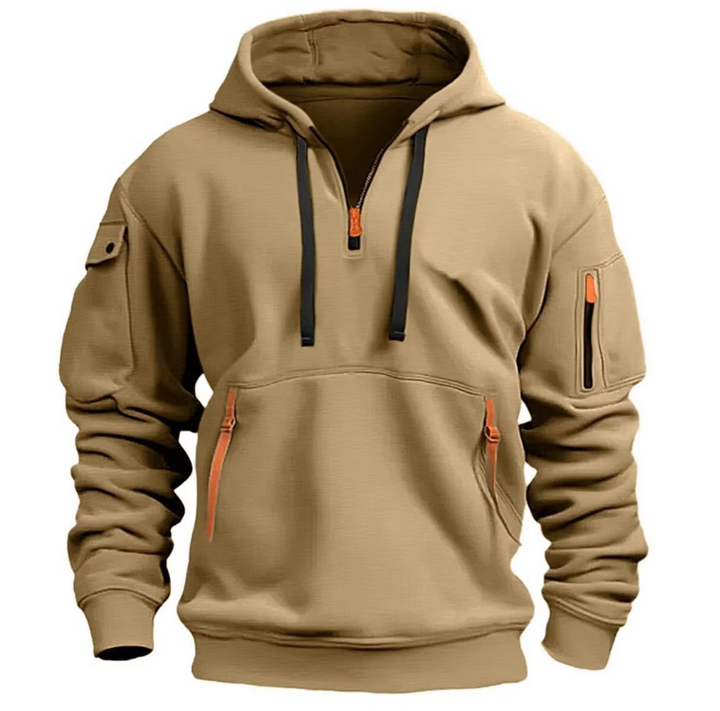 Henrik | Hoodie herr med halvlång dragkedja och fickor