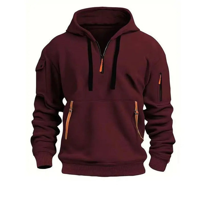 Henrik | Hoodie herr med halvlång dragkedja och fickor